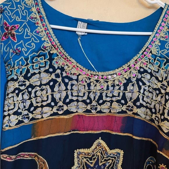 Embellished Blue and Black Women's Dress - Picture 4 of 9